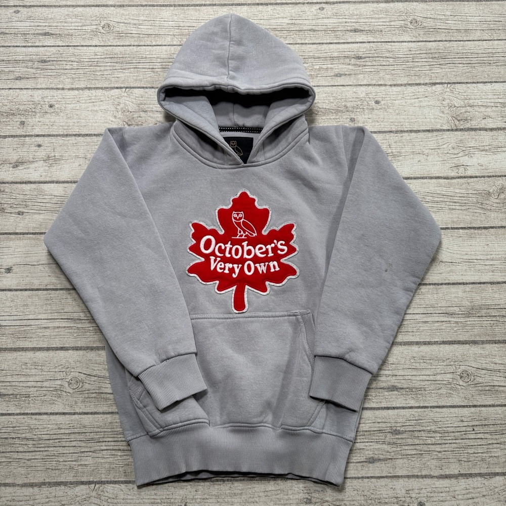 OVO October's Very Own Hoodie Mens Medium Gray Maple Leaf Fleece Pullover Canada